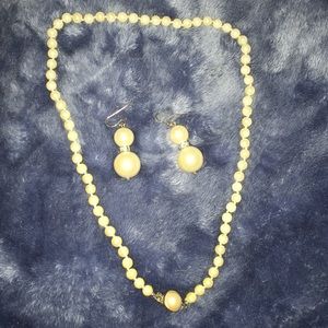 Pearl earrings and necklace